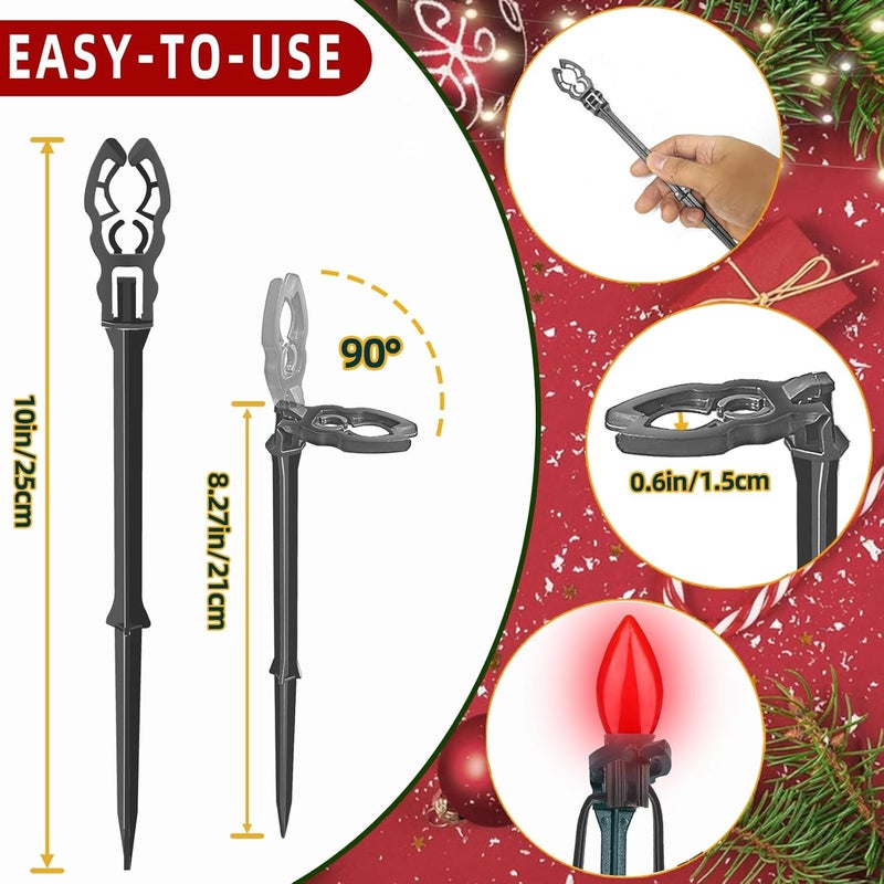 koneboss 50 Pack Christmas Light Stakes 8.5"-10" for C7 and C9 String Lights,Outdoor Light Stakes, Garden, Lawn, Pathway, Patio, Path, Walkway, Christmas Decoration - Image 2